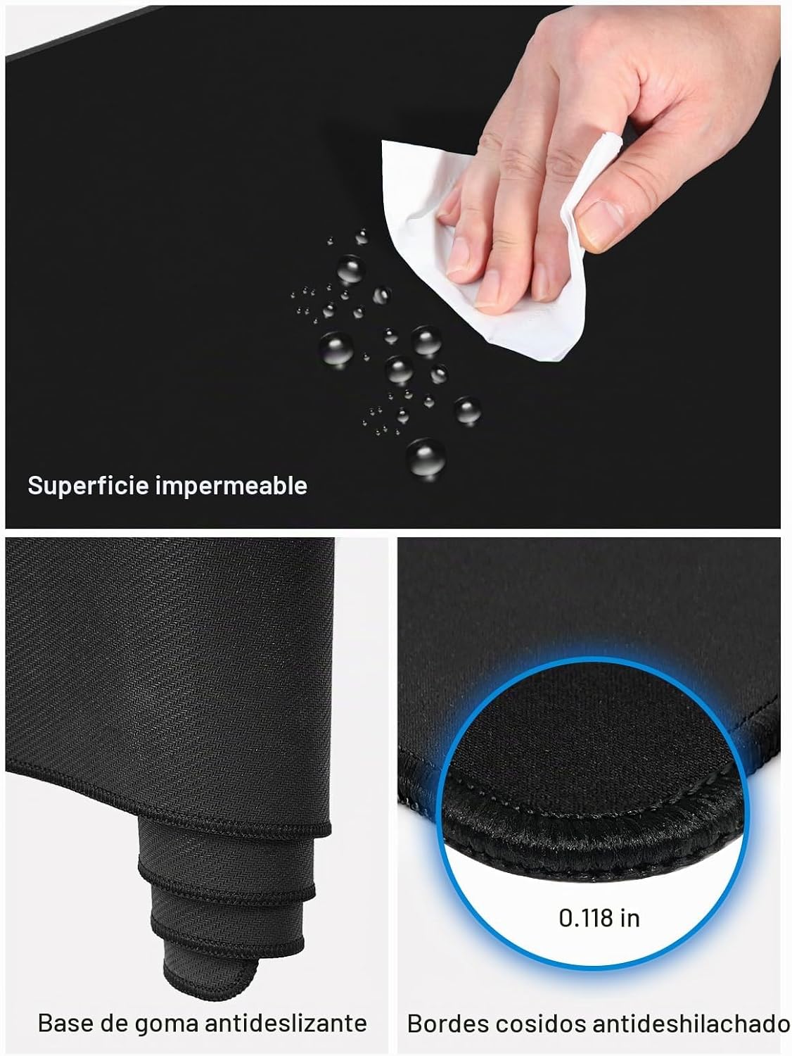 Alfombrilla de mouse de carga inalámbrica, 31.5 x 11.8 pulgadas, alfombrilla de escritorio grande, deslizamiento suave
