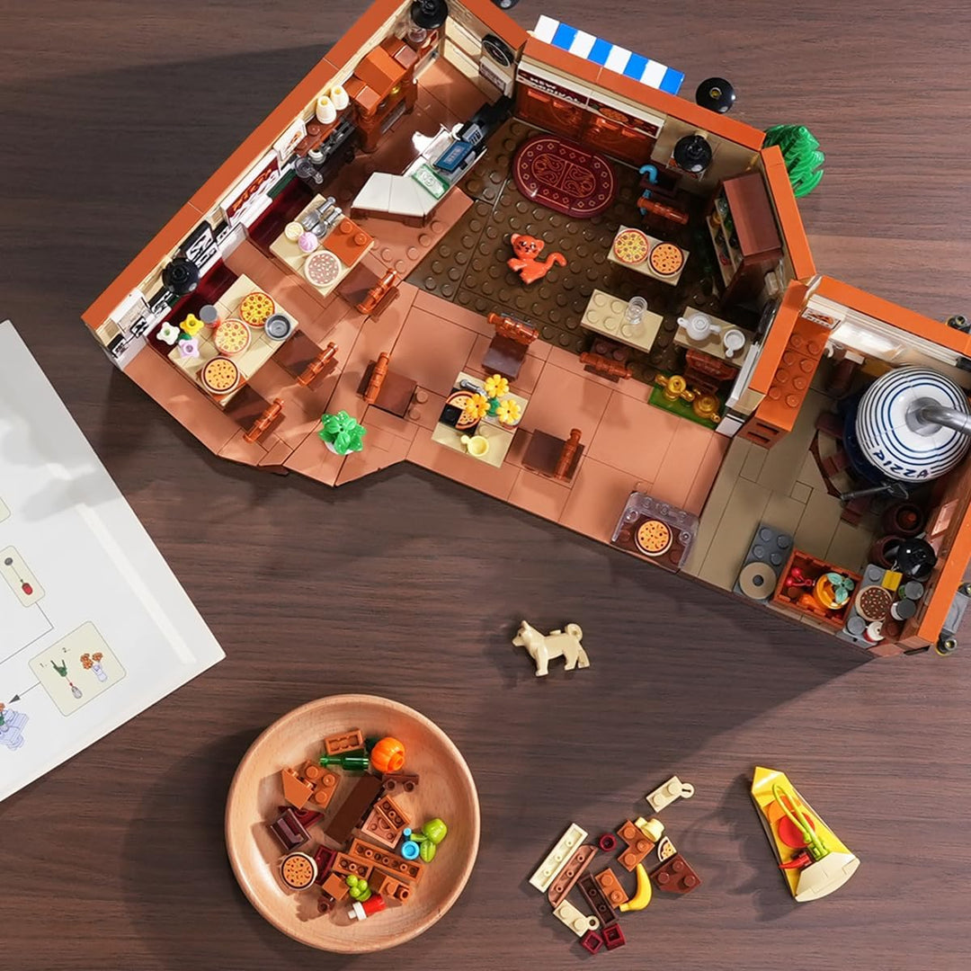 City Street - Juego de construcción de pizzería con luz