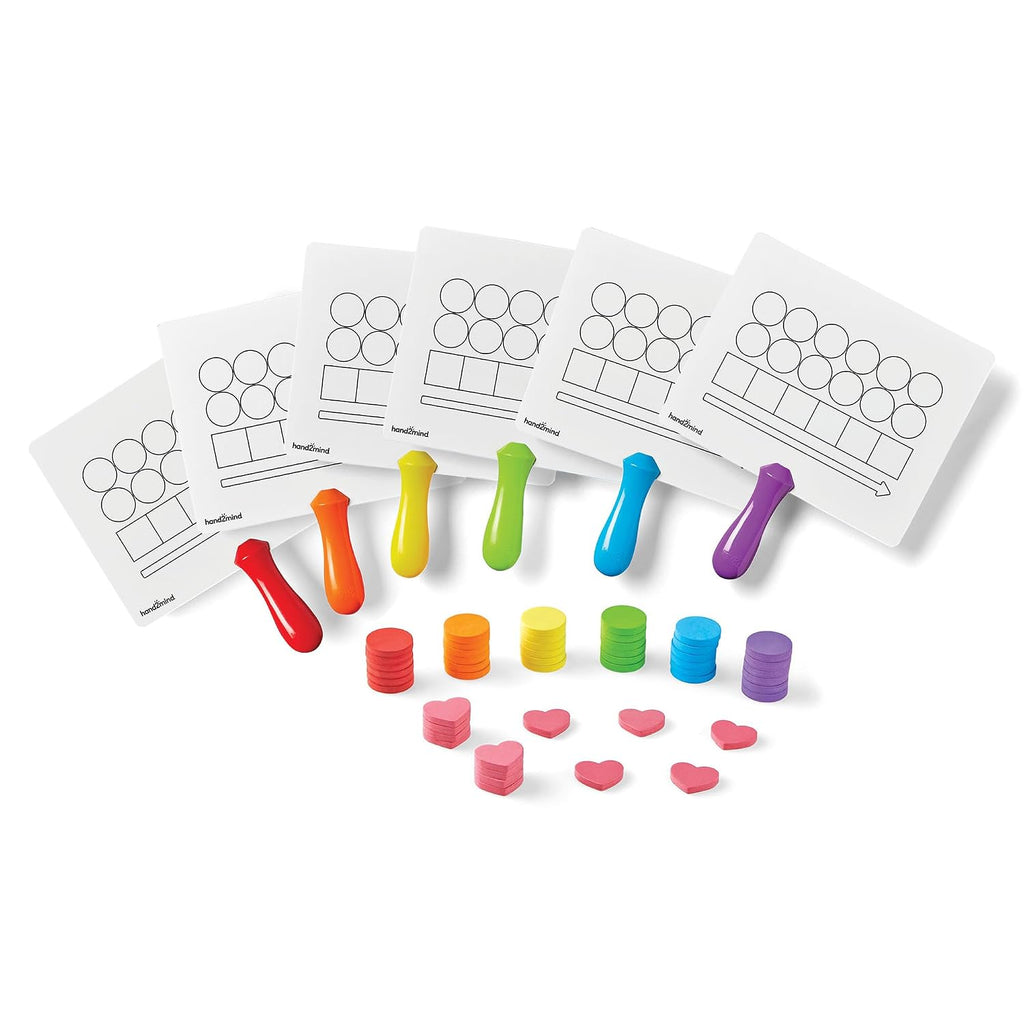 hand2mind Elkonin Box - Tablero magnético de respuesta, paletas para mapeo de palabras, tablero Elkonin de borrado en seco para mezcla, conciencia fonémica, manipuladores fonéticos, materiales de