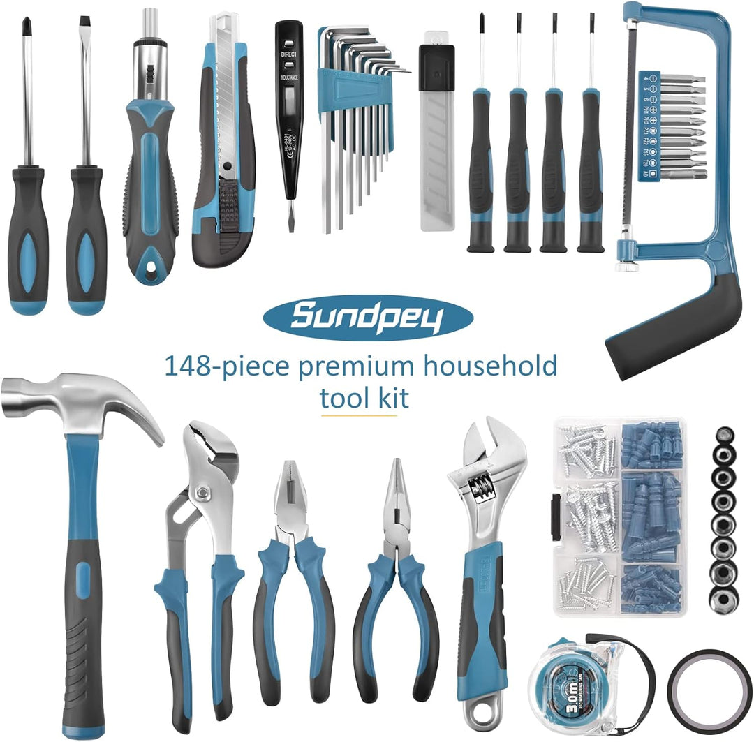 Sundpey Kit de herramientas para el hogar, 148 piezas, juego de her...