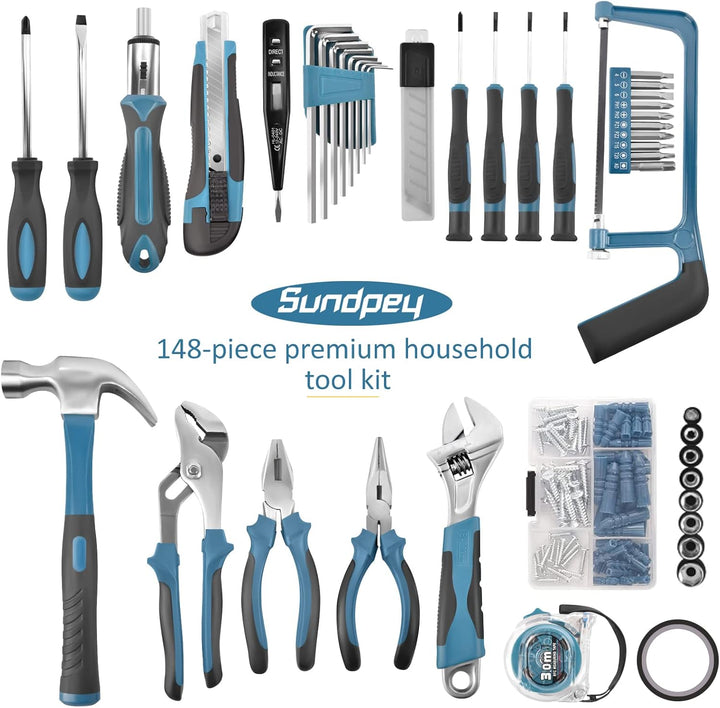 Sundpey Kit de herramientas para el hogar, 148 piezas, juego de her...