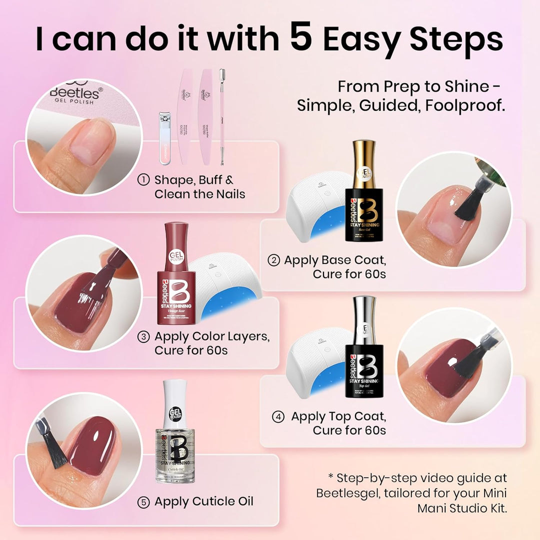 Beetles Stay Shining - Kit de 23 esmaltes de uñas de gel con luz UV...