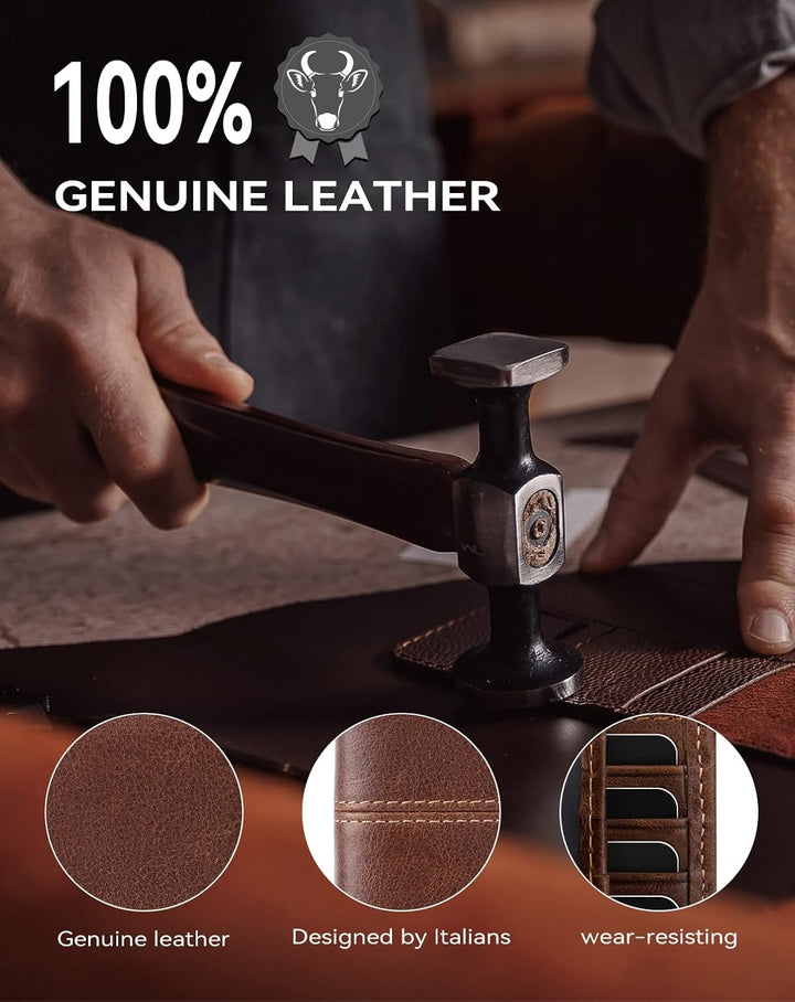 Swallowmall Cartera de cuero para hombre, billetera plegable de cue...