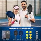 GARYE Juego de 2/4 palas de pickleball aprobadas por USAPA, juego de pickleball de fibra de carbono, raquetas ligeras de pickleball, paquete de 2/4 con 6 bolas, 1 bolsa, par de cintas de agarre