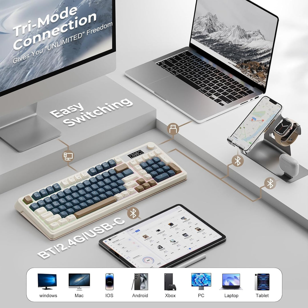 AULA S99 Pro Teclado para juegos, lindo teclado cremoso con pantall...