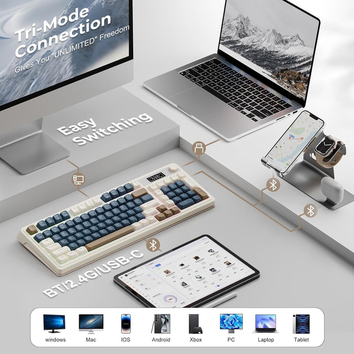 AULA S99 Pro Teclado para juegos, lindo teclado cremoso con pantall...