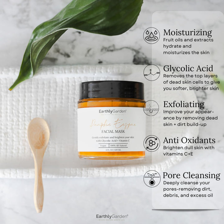 EarthlyGarden Máscara facial exfoliante con enzima de calabaza, tra...