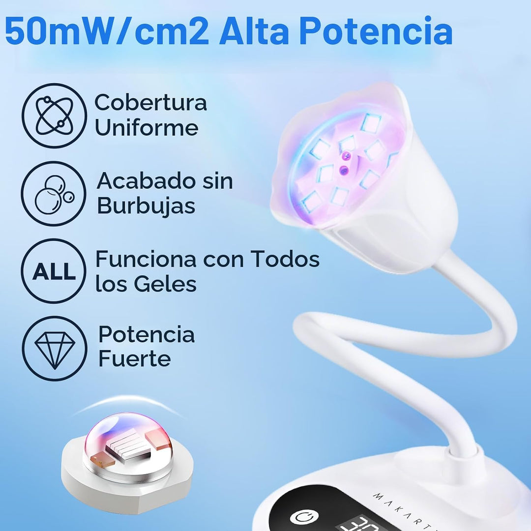 Makartt Lámpara de uñas LED UV: Lámpara de uñas portátil inalámbric...
