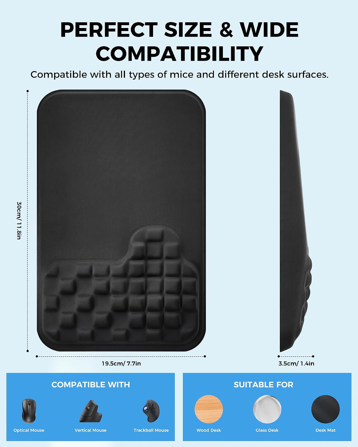Alfombrilla ergonómica para mouse con reposamuñecas, cojín