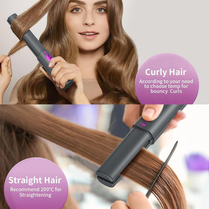 Rizador de pelo inalámbrico 2 en 1, plancha plana inalámbrica de ca...
