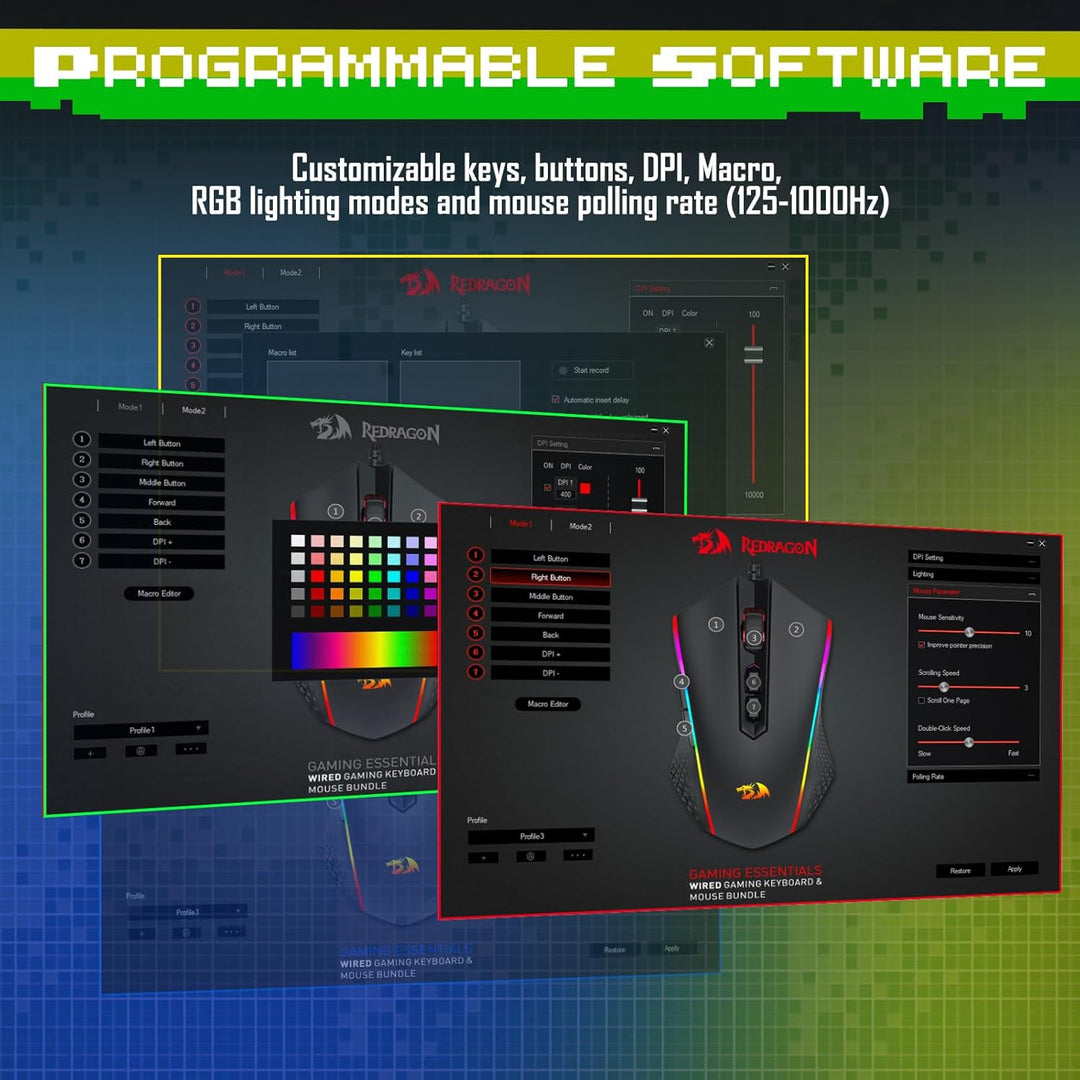 Redragon, combo actualizado de teclado y mouse para juegos S107, te...