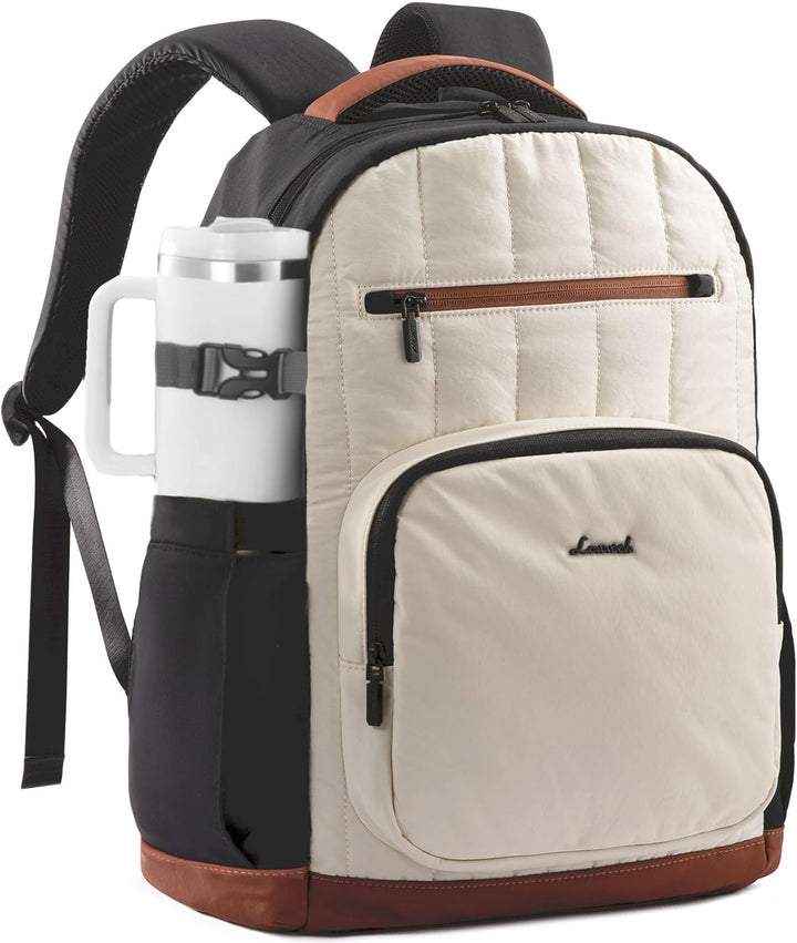 LOVEVOOK Mochila acolchada para laptop para mujer, Negro - Blanquec...