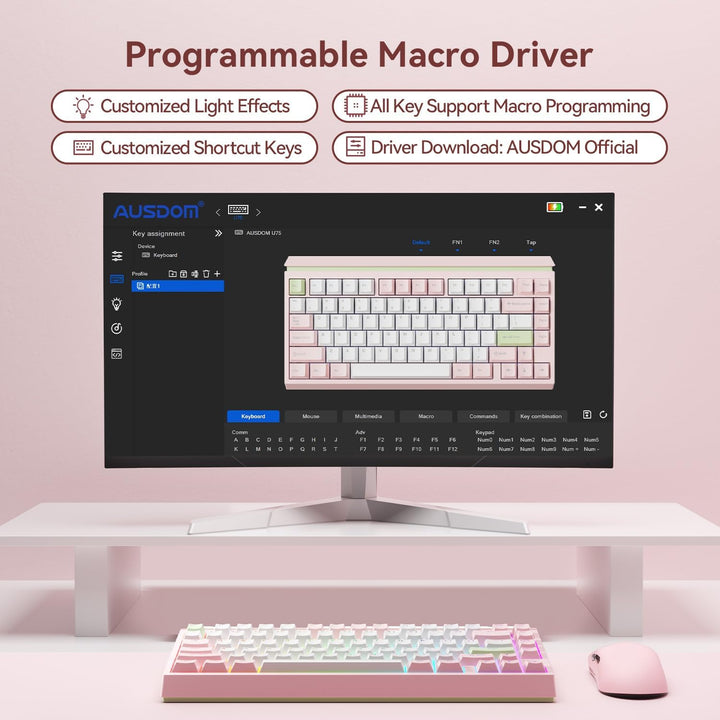 Teclado mecánico inalámbrico silencioso AUSDOM U75, teclado para ju...