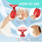 Masajeador facial con luz roja-terapia para cara y cuello, varita de esculpir cara con 7 colores (rojo)