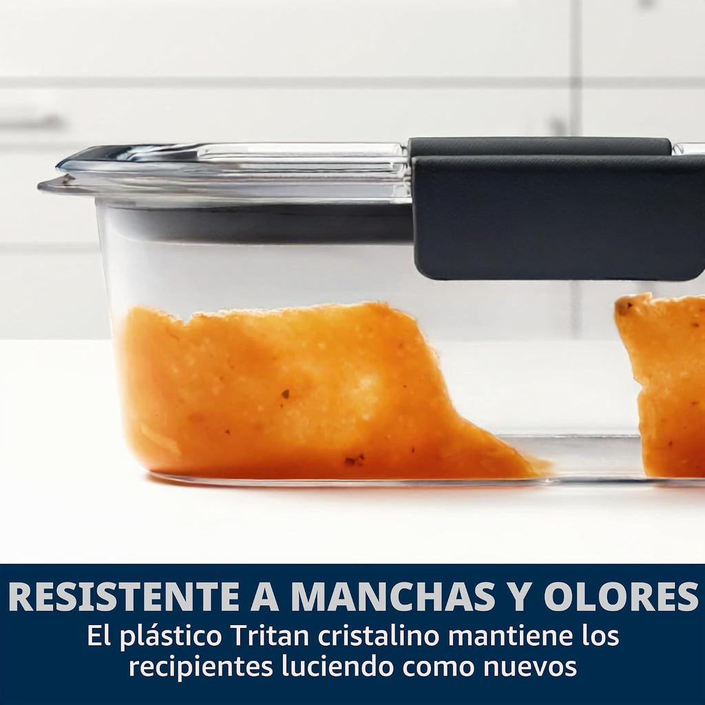 Rubbermaid Brilliance - Juego de contenedores de almacenamiento de alimentos sin BPA, paquete múltiple, recipientes de plástico de 1.3 tazas con tapas, paquete de 5 unidades, a prueba de fugas, aptos