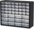 Akro-Mils Gabinete de almacenamiento de plástico con 44 cajones, 20 pulgadas de ancho x 6 pulgadas de profundidad x 16 pulgadas de alto, negro