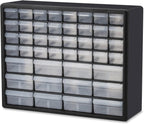 Akro-Mils Gabinete de almacenamiento de plástico con 44 cajones, 20 pulgadas de ancho x 6 pulgadas de profundidad x 16 pulgadas de alto, negro