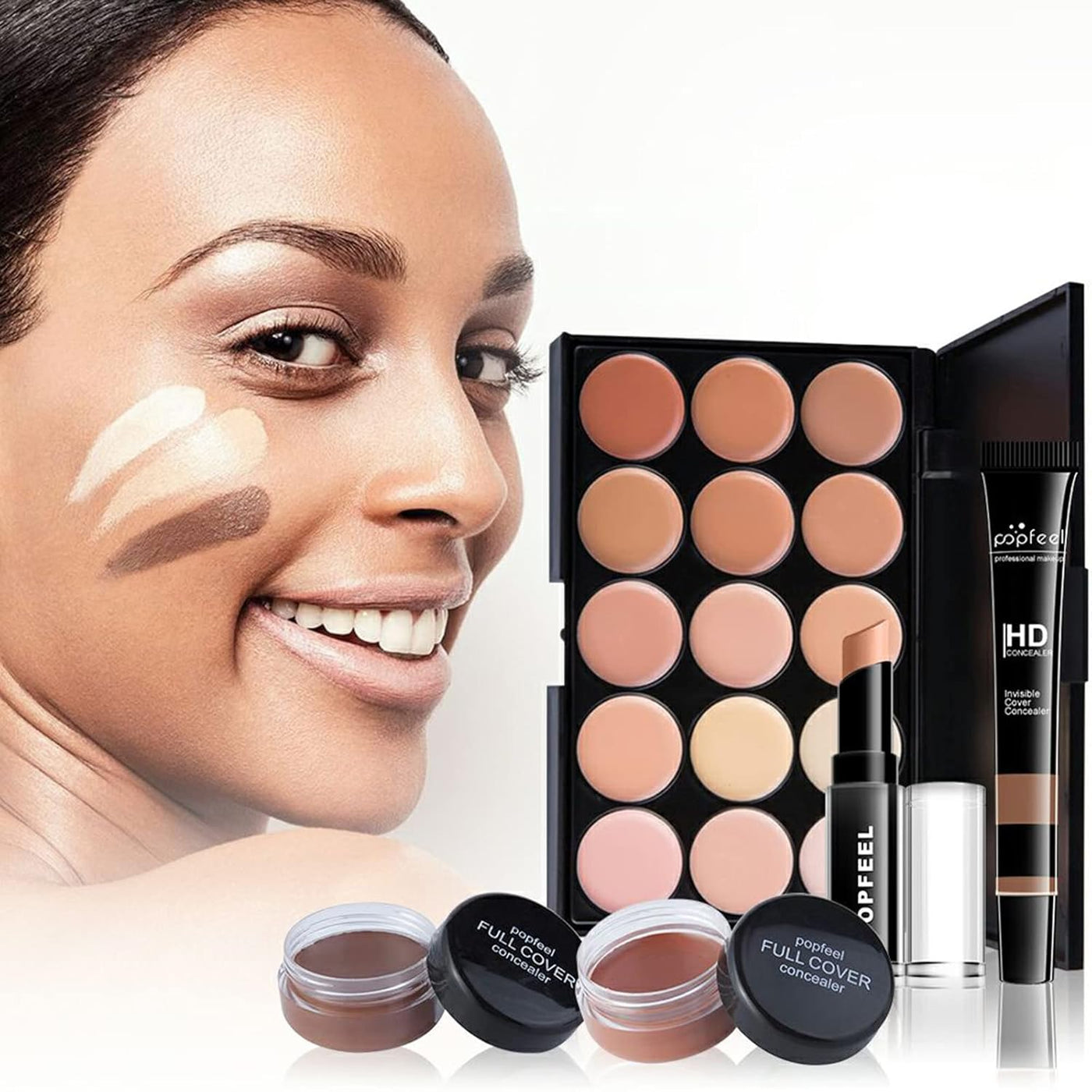 Joyeee Kit completo de maquillaje para mujer, paleta de sombras de...