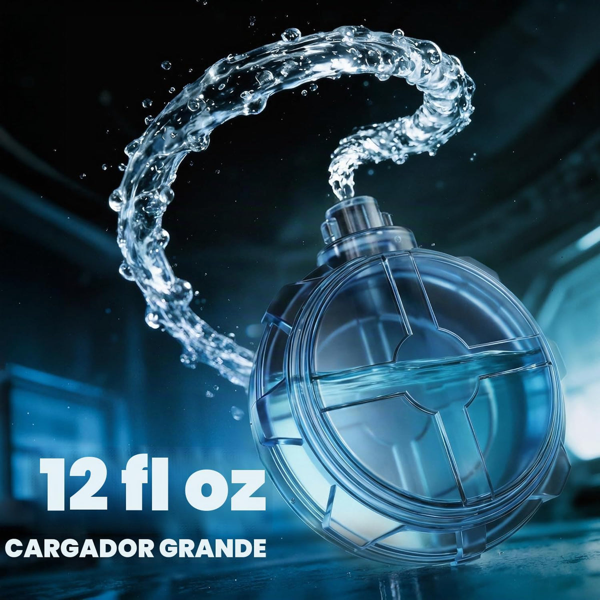 Pistola de agua eléctrica, adecuada para niños y adultos, tanque de agua de gran capacidad, luz LED con efecto de llama bozal, piscina al aire libre, juguete de batalla de playa (M416-azul)