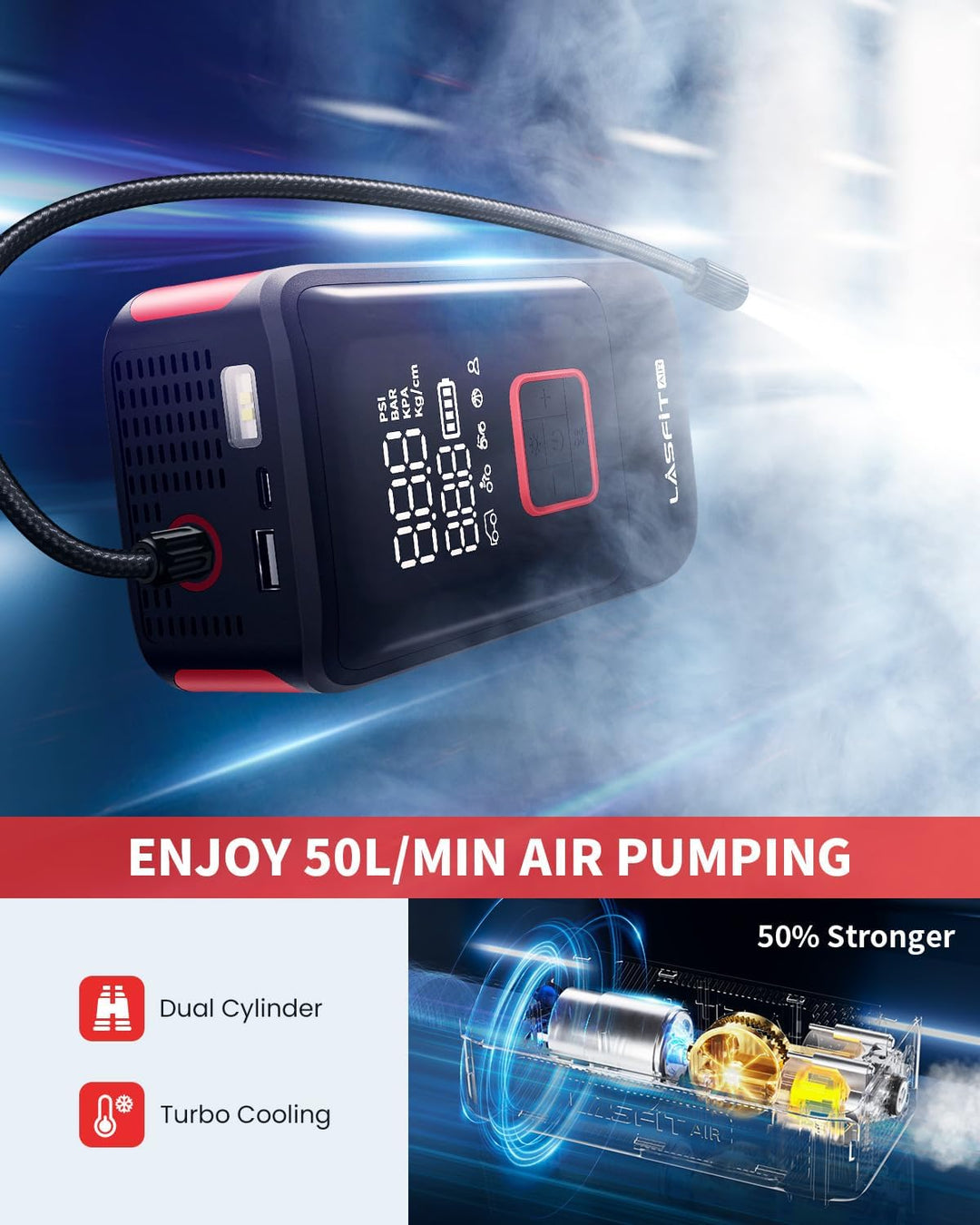 LAP-TK1 Inflador de neumáticos Compresor de aire portátil [Compatib...