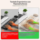 Combo de teclado y mouse inalámbricos, teclas onduladas de tamaño c...