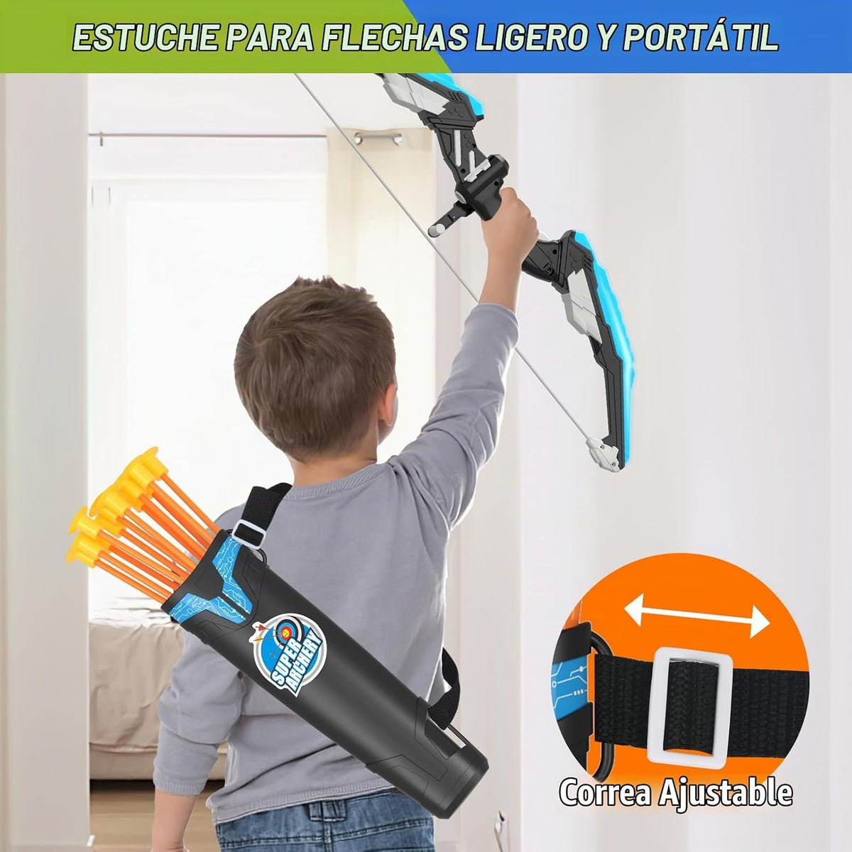 Bow y Arrow para Kids, LED Light Up Archery Set, Indoor Outdoor Sport Gifts para Boys Girls Ages 4-12