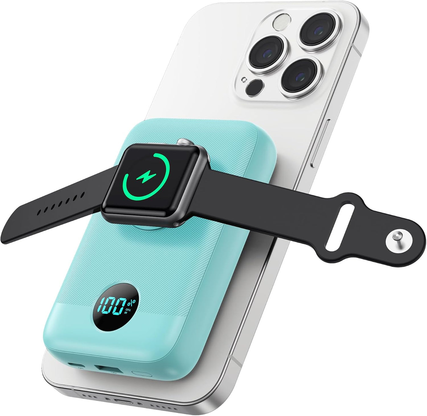 Cargador portátil magnético para iPhone y Apple Watch, 12000 mAh, 2...
