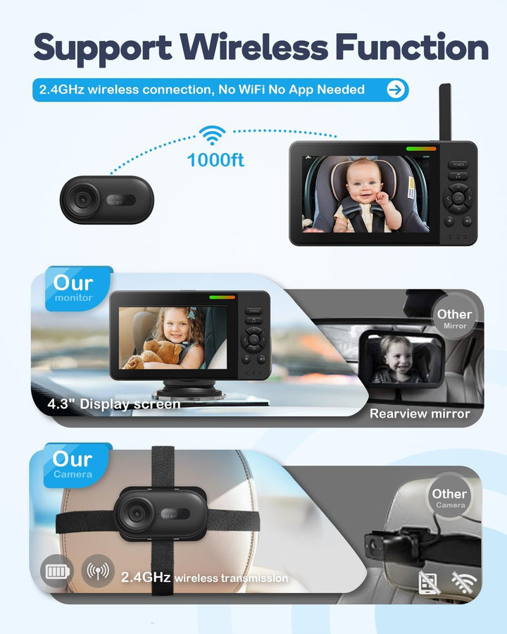 Cámara inalámbrica de coche para bebé monitor de bebé HD