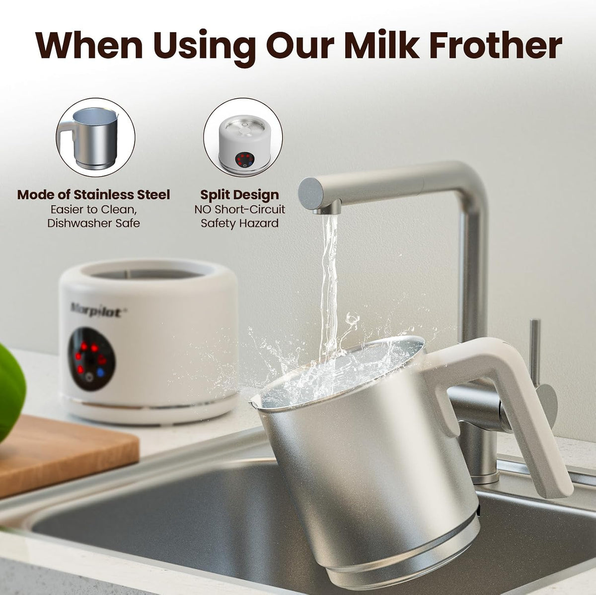 Espumador de leche eléctrico grande y vaporizador, vaporizador de leche de 16.9 onzas y espumador de leche para café con leche o chocolate caliente, apto para lavavajillas, 6 funciones, disfruta de la