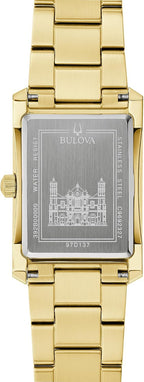 Bulova Nuestra Señora de Guadalupe Reloj de cuarzo de 3 manecillas de acero inoxidable dorado con diamantes