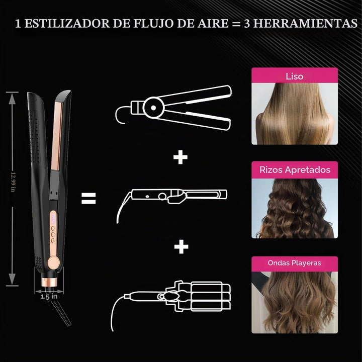 SKIMI Airflow Styler 2.0 - Plancha plana de titanio y rizadora, 96...