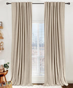 Cortinas opacas de lino para dormitorio de 84 pulgadas de largo, con pestaña trasera, bolsillo para barra, cortinas para sala de estar, juego de 2 paneles de cortinas opacas con