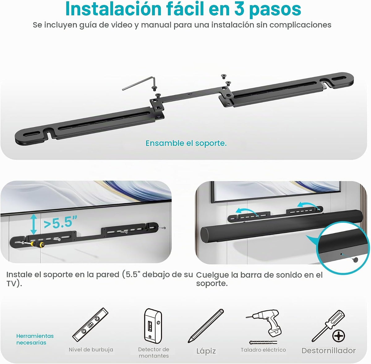 Sounbar - Soporte de pared compatible con Sonos Arc Ultra, color