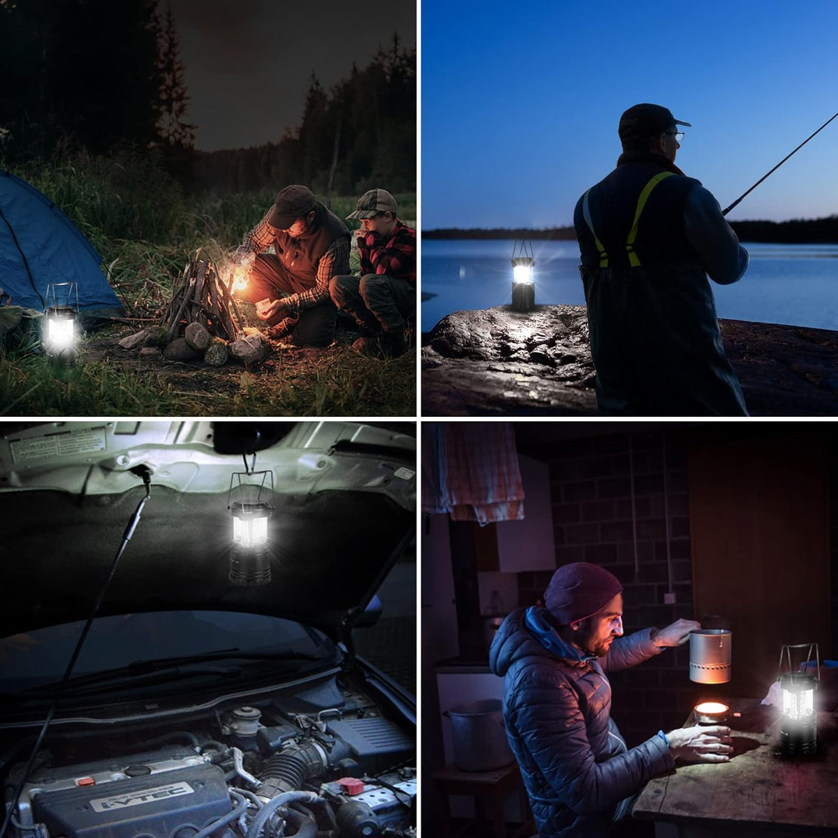 Lámpara Lepro Linternas LED para campamento, paquete de 4, plegables, IPX4