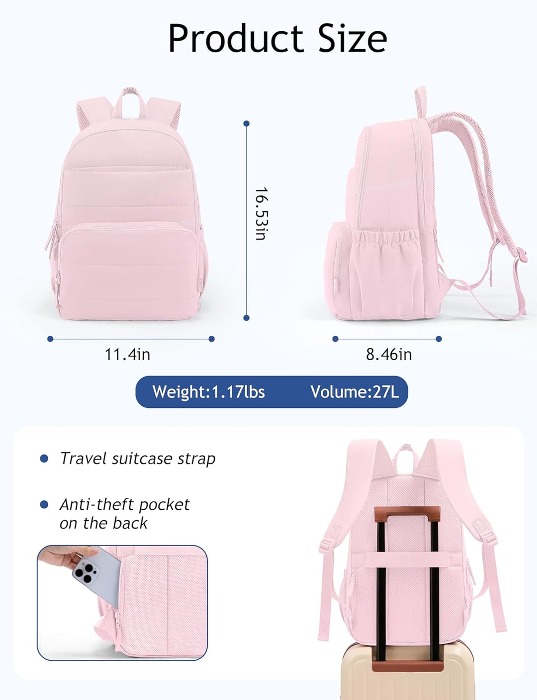 Mochila de viaje Uselike para mujeres, mochila para laptop de 15.6...
