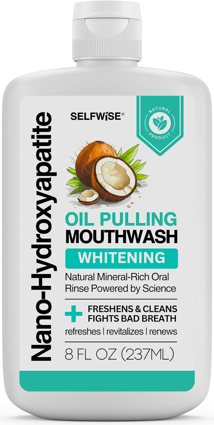 Enjuague bucal blanqueador con nano-hidroxiapatita y oil pulling pa...
