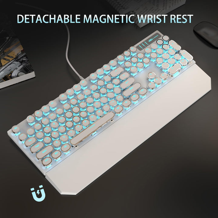 Camiysn Teclado Mecánico para Juegos Estilo Máquina de Escribir, Te...