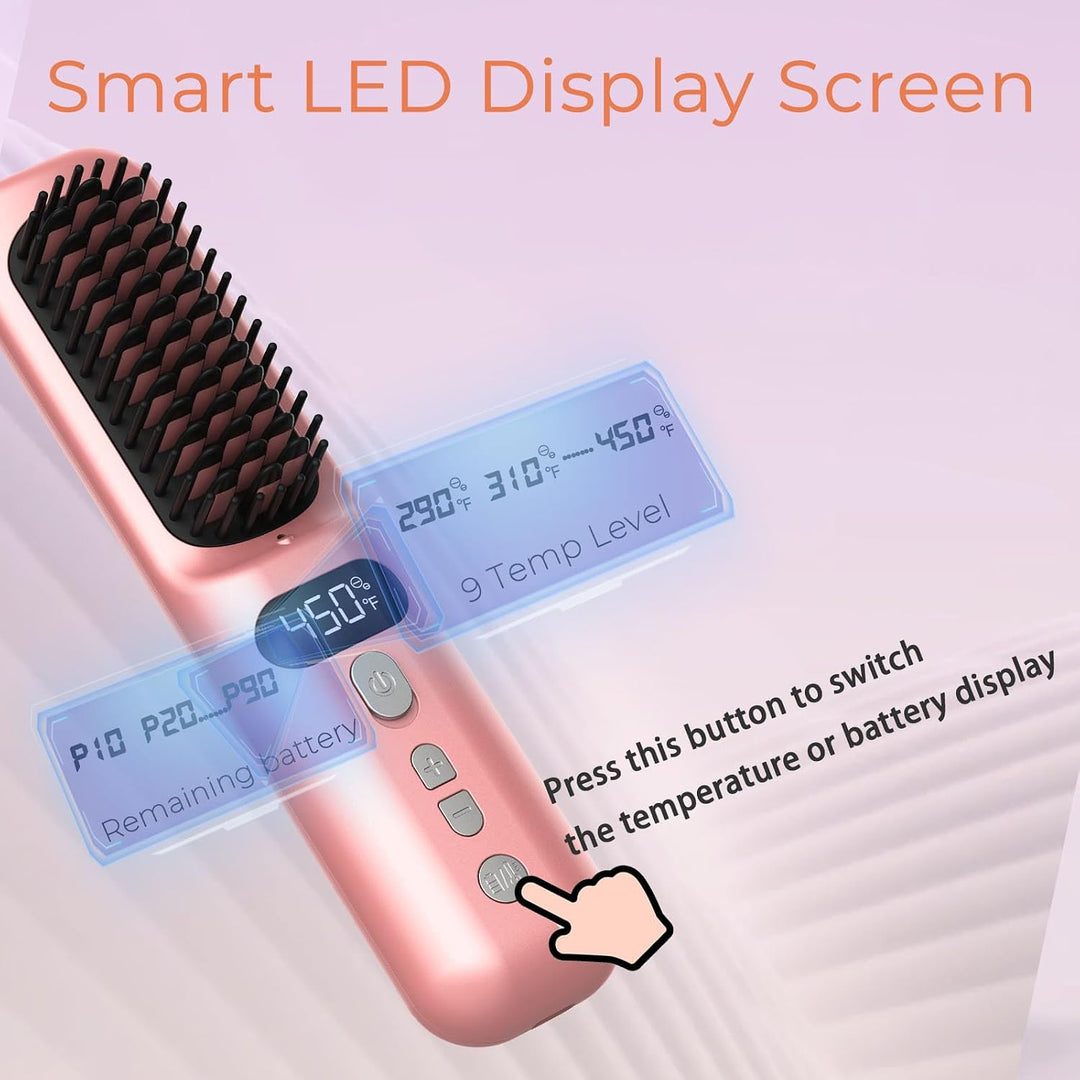 Cepillo alisador de pelo inalámbrico 10000mAh: peine caliente eléct...