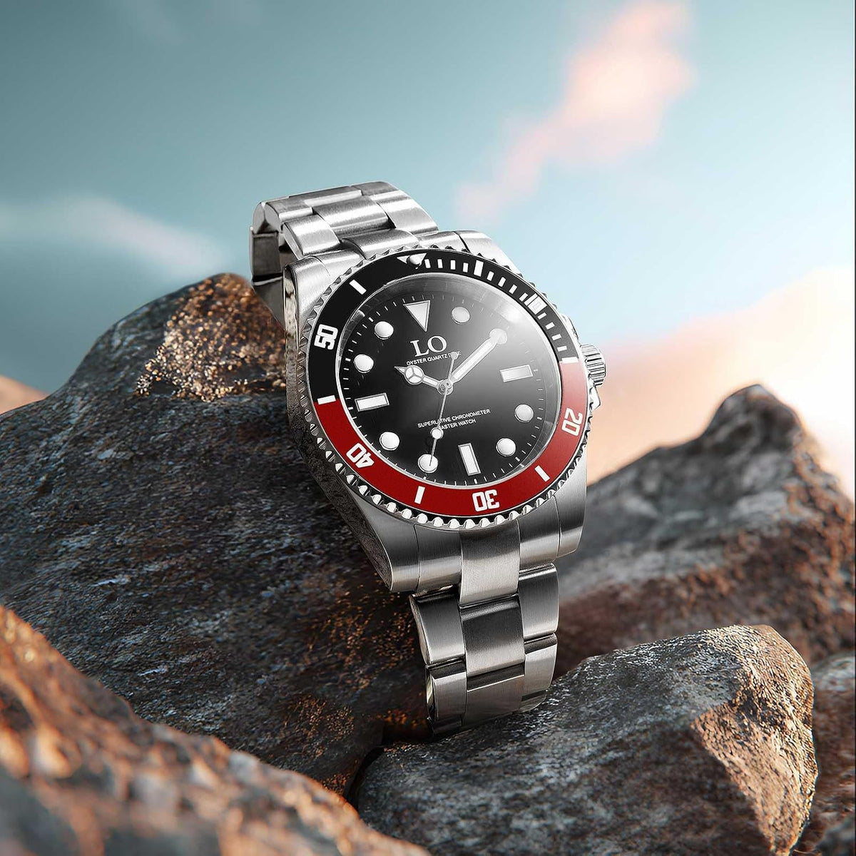 LO Reloj Oyster para hombre, cronógrafo analógico, de cuarzo, acero inoxidable, impermeable, cristal de zafiro, regalo de lujo, simple y casual