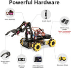 ACEBOTT 5DOF Kit de Coche con Brazo Robótico Inteligente, Coche de Control Remoto 4WD Compatible con Arduino/Python/Blockly Proyecto de Programación/Educación STEM/Kit de Codificación Científica para