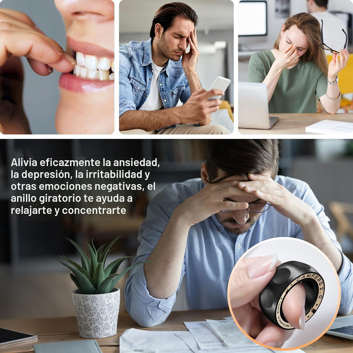 Anillo giratorio magnético mejorado para aliviar el estrés