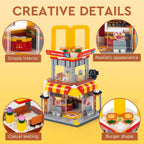 HIGH GODO City Street View - Juego de construcción de hamburguesas, modelo creativo MOC, juguetes de modelo creativo, decoración única para el hogar, ideas para regalo de cumpleaños (244 piezas)