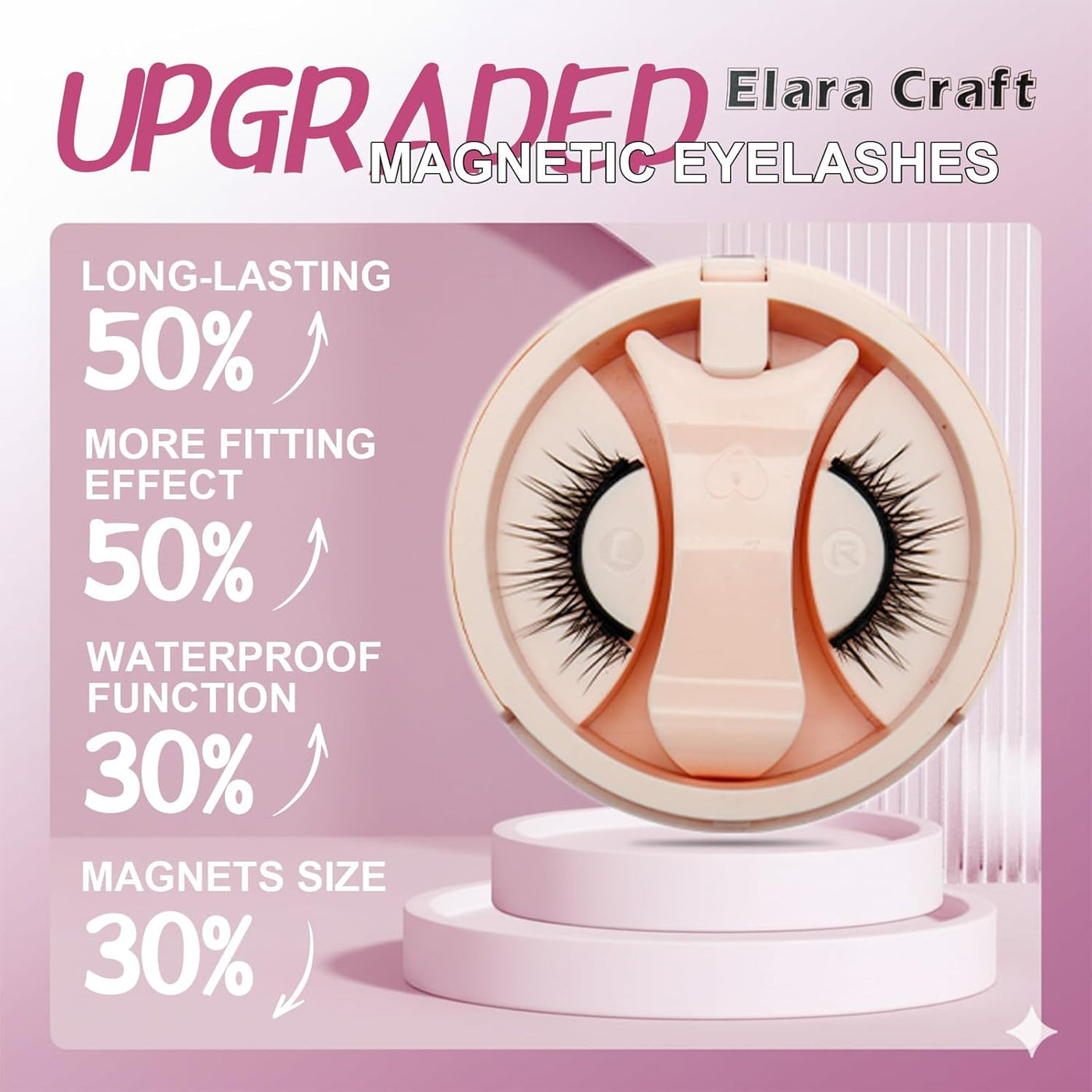 Elara Craft Pestañas magnéticas con aplicador, no necesita pegament...