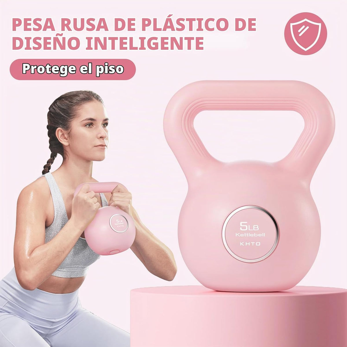 KHTO Pesas Rusas para Ejercicio de Fitness - Juego de Pesas Rusas de Fuerza en Rosa, Mancuernas para Equipo de Gimnasio en Casa