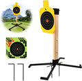 Sistema de soporte de acero AR500, objetivos de rehén de acero de 3/8 pulgadas de grosor con base de soporte estable de 2 x 4, kit completo de disparo con papel de objetivos de 10 piezas para