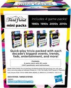 Hasbro Games Trivial Pursuit Mini Packs Multipack, divertidas preguntas de trivia para adultos y adolescentes a partir de 16 años, incluye 4 juegos con 4 décadas