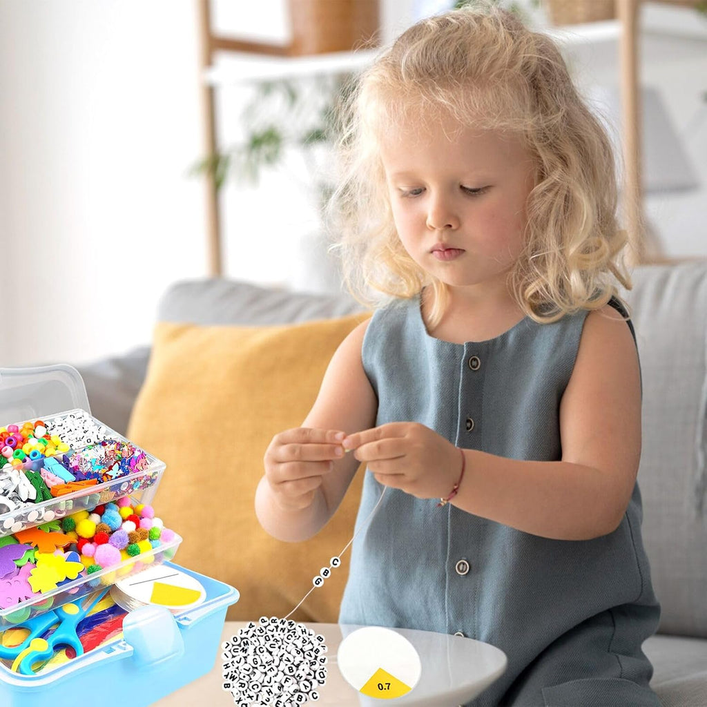 3000 piezas de suministros de arte y manualidades para niños, kits de manualidades con limpiapipas, suministros de manualidades, todo en caja de manualidades de 3 capas, manualidades DIY para niños de