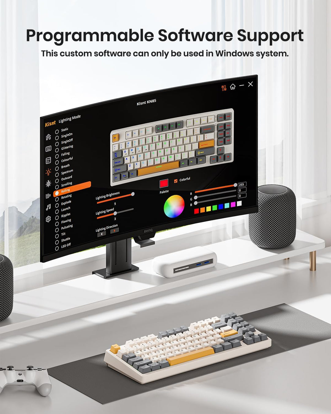 Kisnt Teclado mecánico inalámbrico, con junta montada con sonido cr...