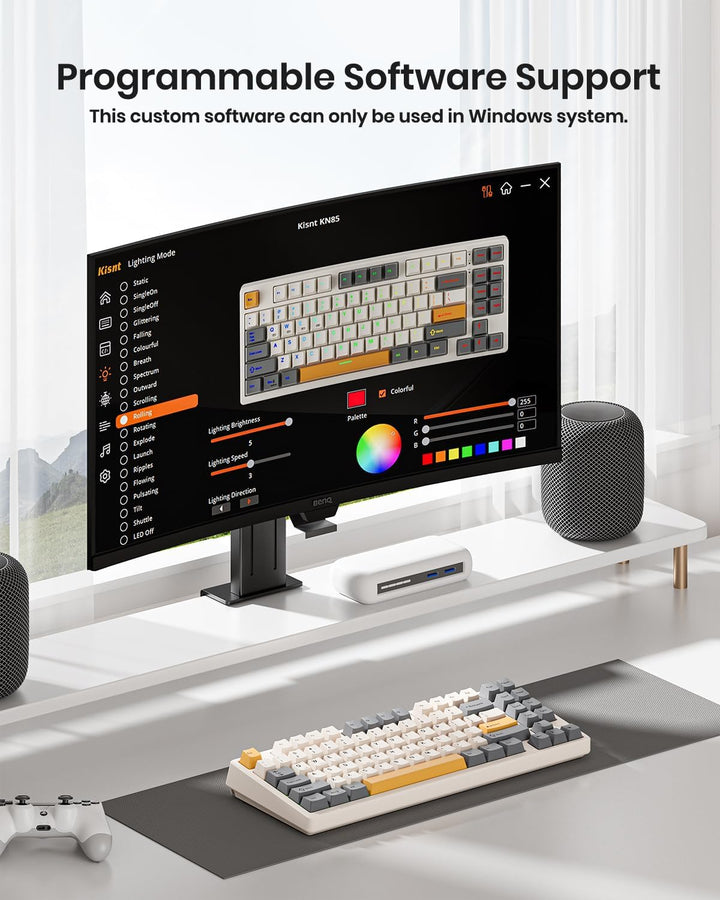 Kisnt Teclado mecánico inalámbrico, con junta montada con sonido cr...