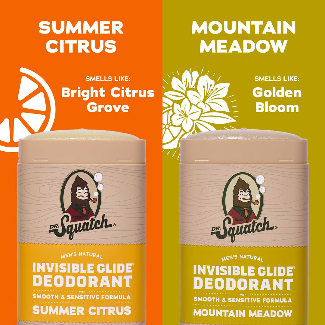 Dr. Squatch Invisible Glide Natural Desodorante para hombre, desliz...
